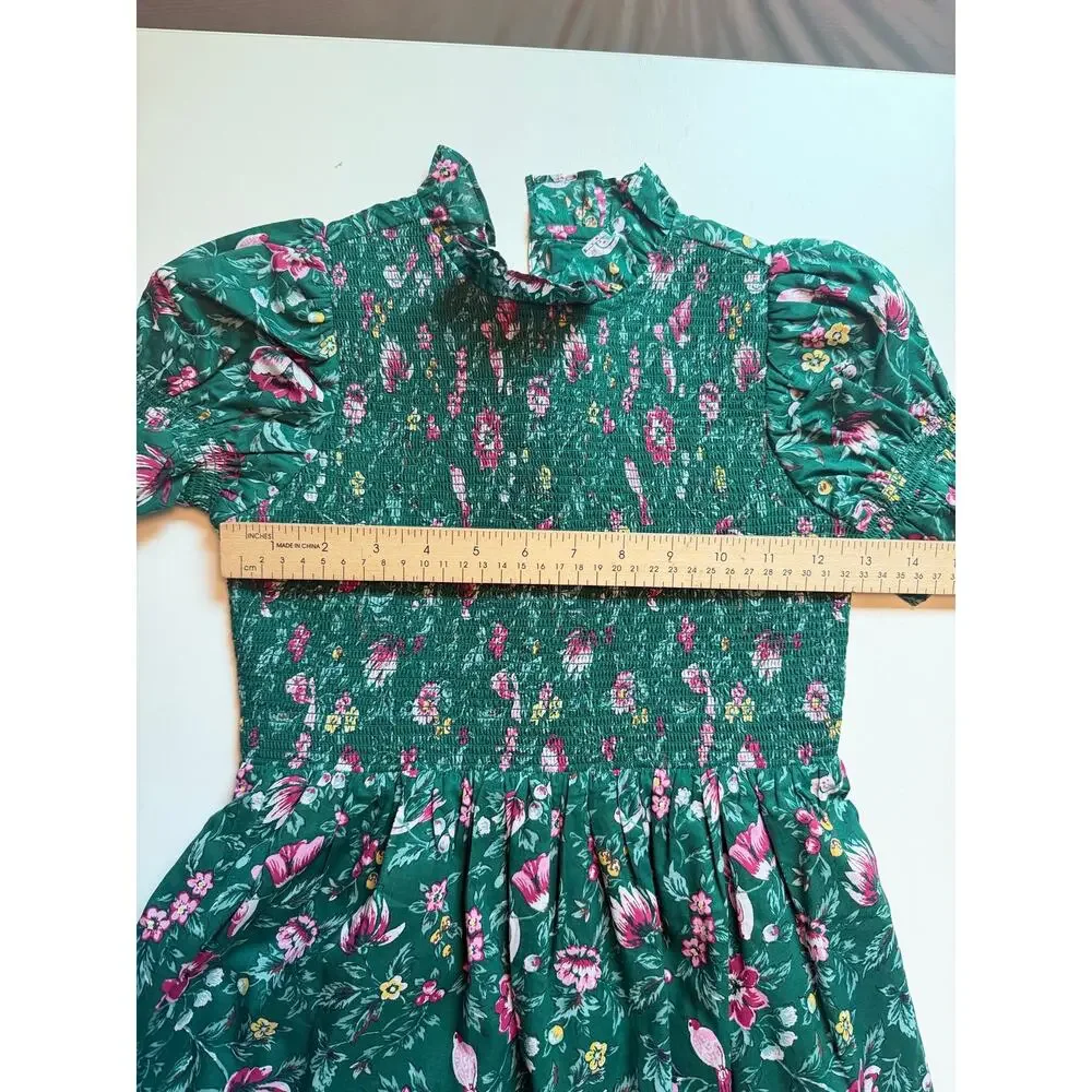 Janie and Jack Girls 8 Dress Enchanted Forest Hannah Smoked Cotton Green NWT